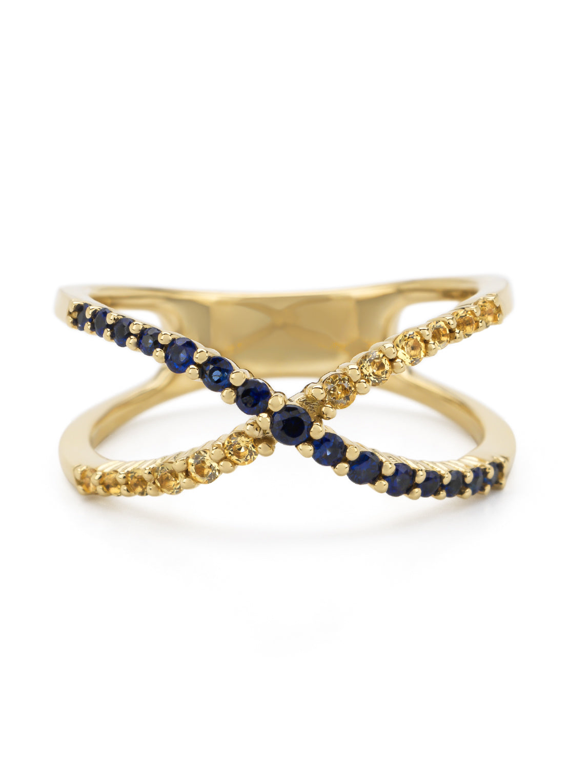Geelgouden ring, 0.21 ct blauwe saffier, Like a star