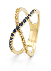Yellow gold ring, 0.21 ct blue sapphire, like a star