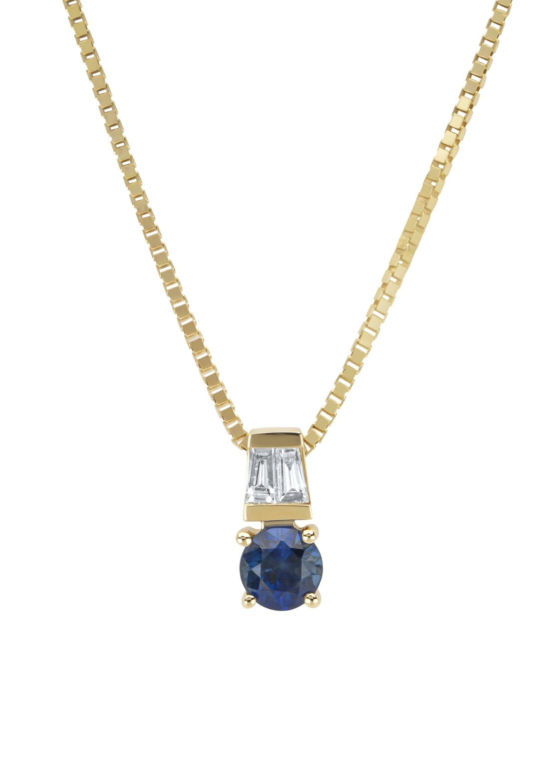 Yellow gold pendant, 0.30 ct blue sapphire, Eden