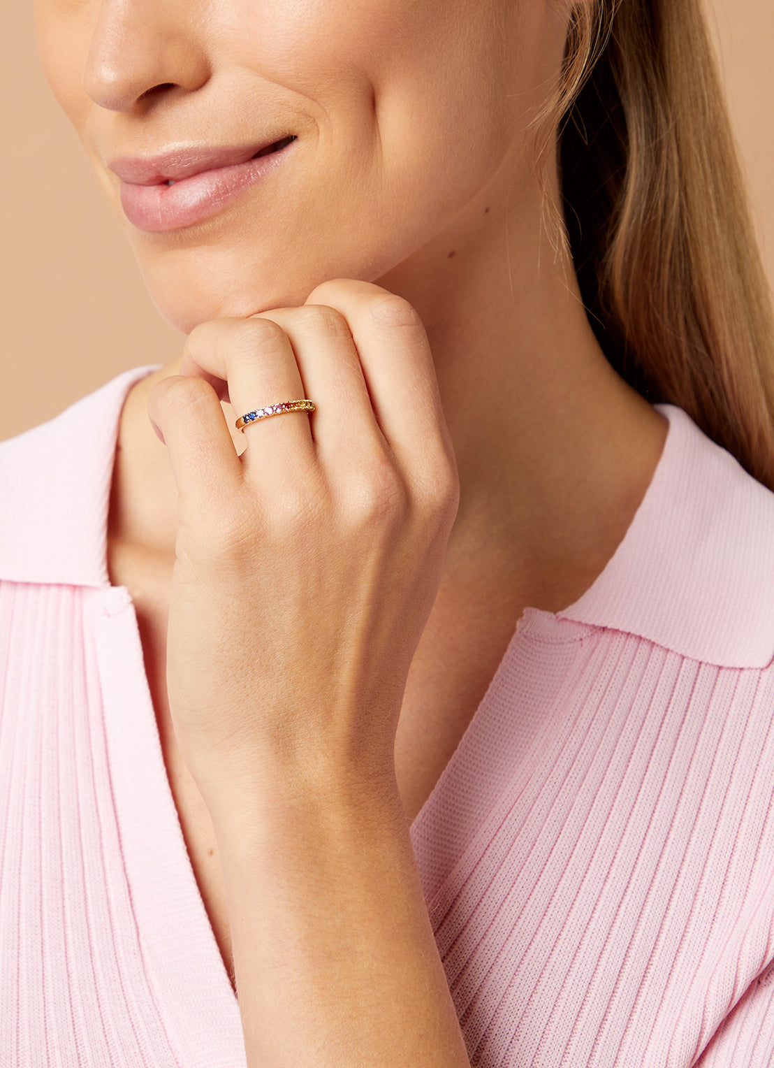 Yellow gold ring, 0.61 ct sapphire, Ensemble