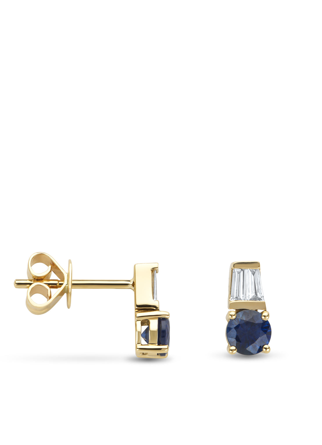 Yellow gold ear jewelry, 0.59 ct blue sapphire, Eden
