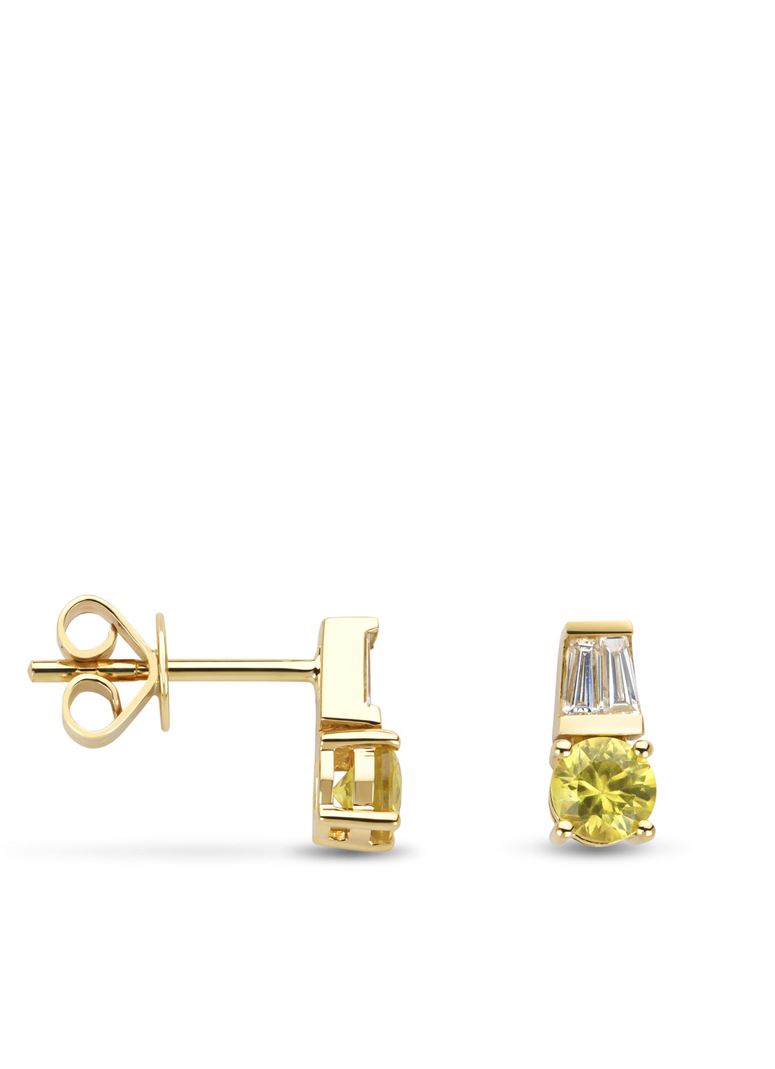 Geelgouden oorsieraden, 0.59 ct gele saffier, Eden