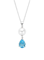 White gold pendant with necklace, 1.19 CT Topaz, Rivièra