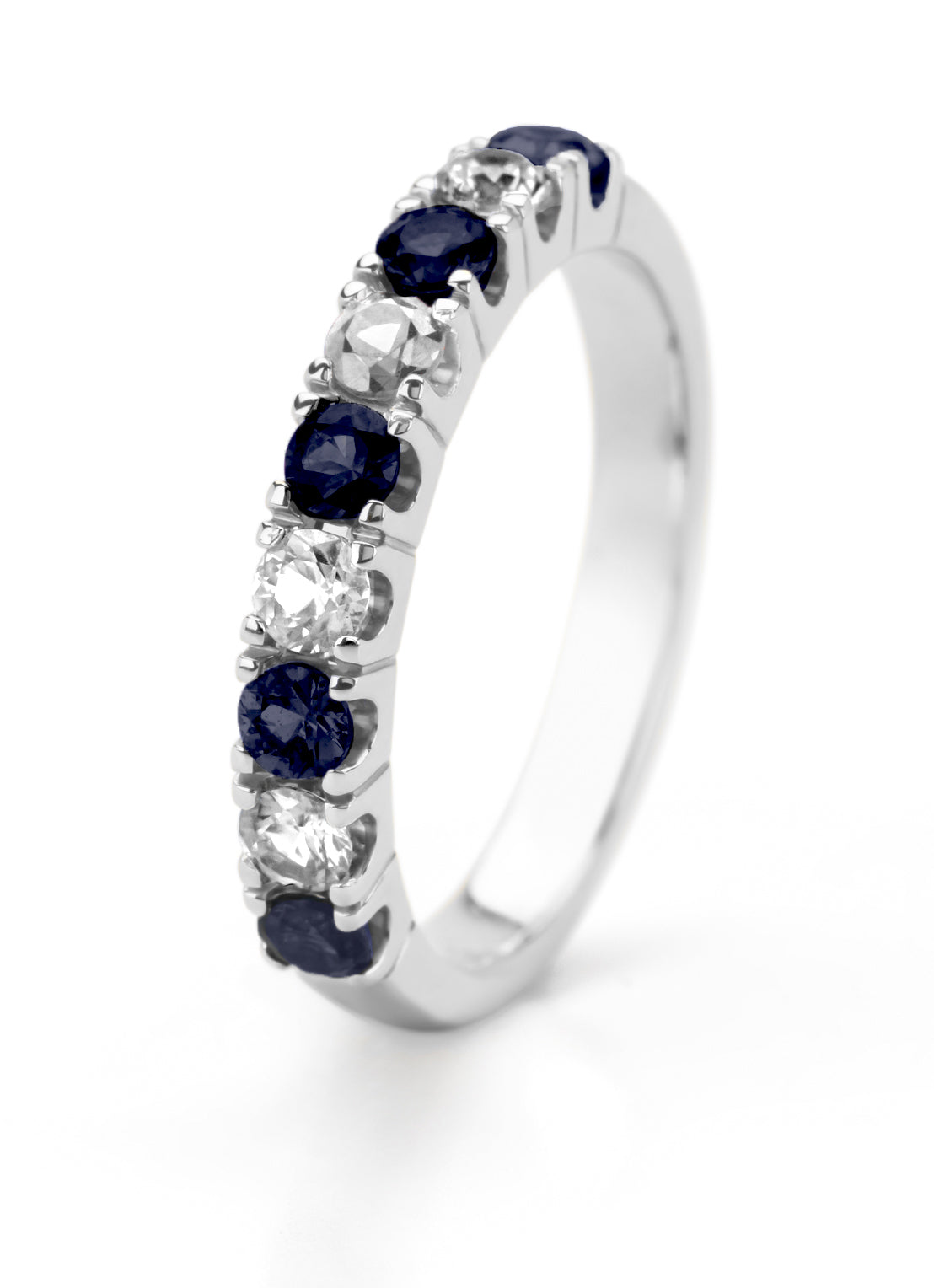 Witgouden ring, 0.56 ct blauwe saffier, Ensemble