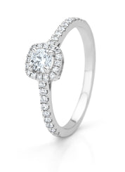 Witgouden ring, 0.51 ct diamant, Hearts & Arrows