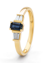 Yellow gold ring, 0.37 ct blue sapphire, Eden