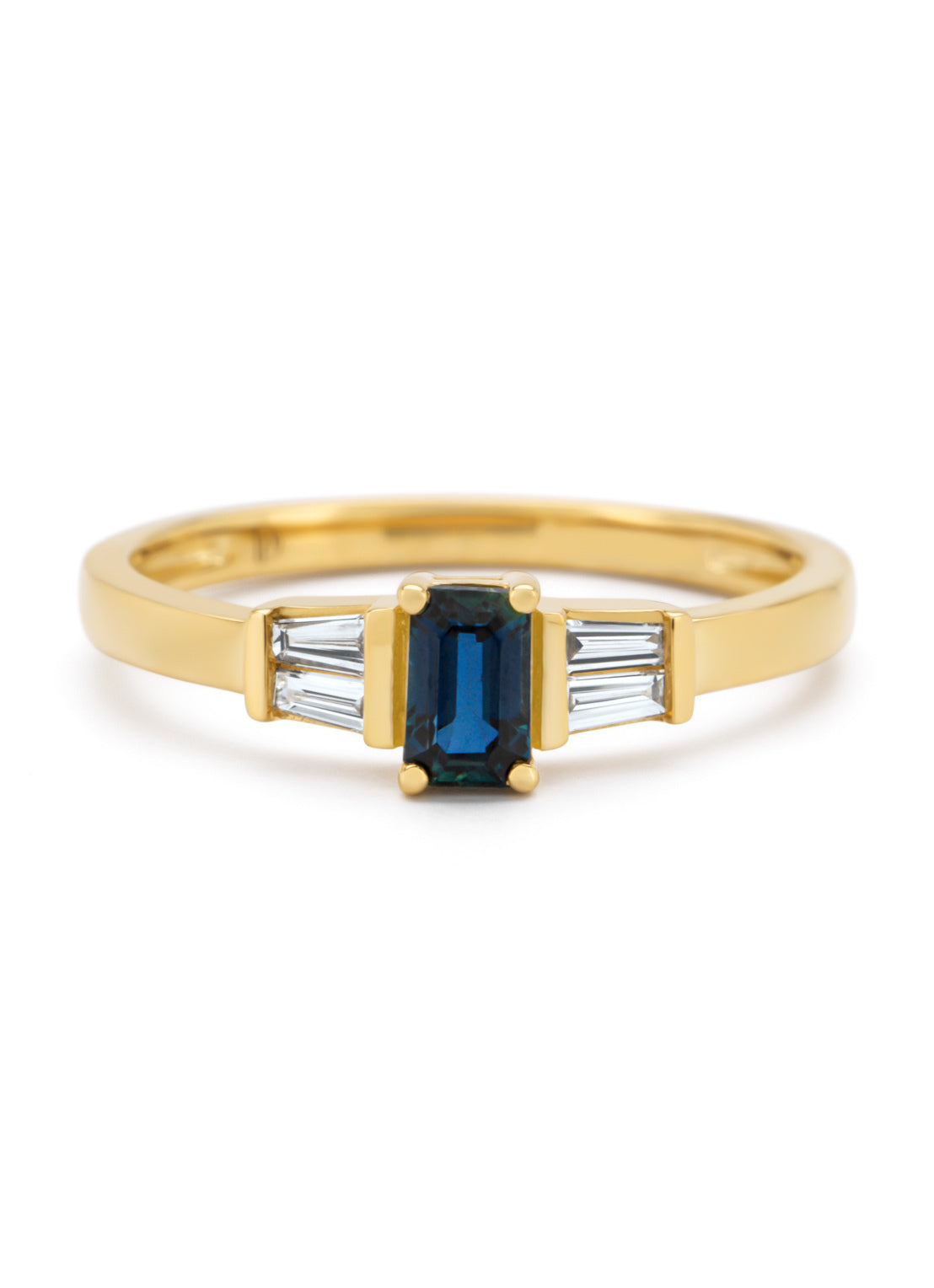 Geelgouden ring, 0.37 ct blauwe saffier, Eden