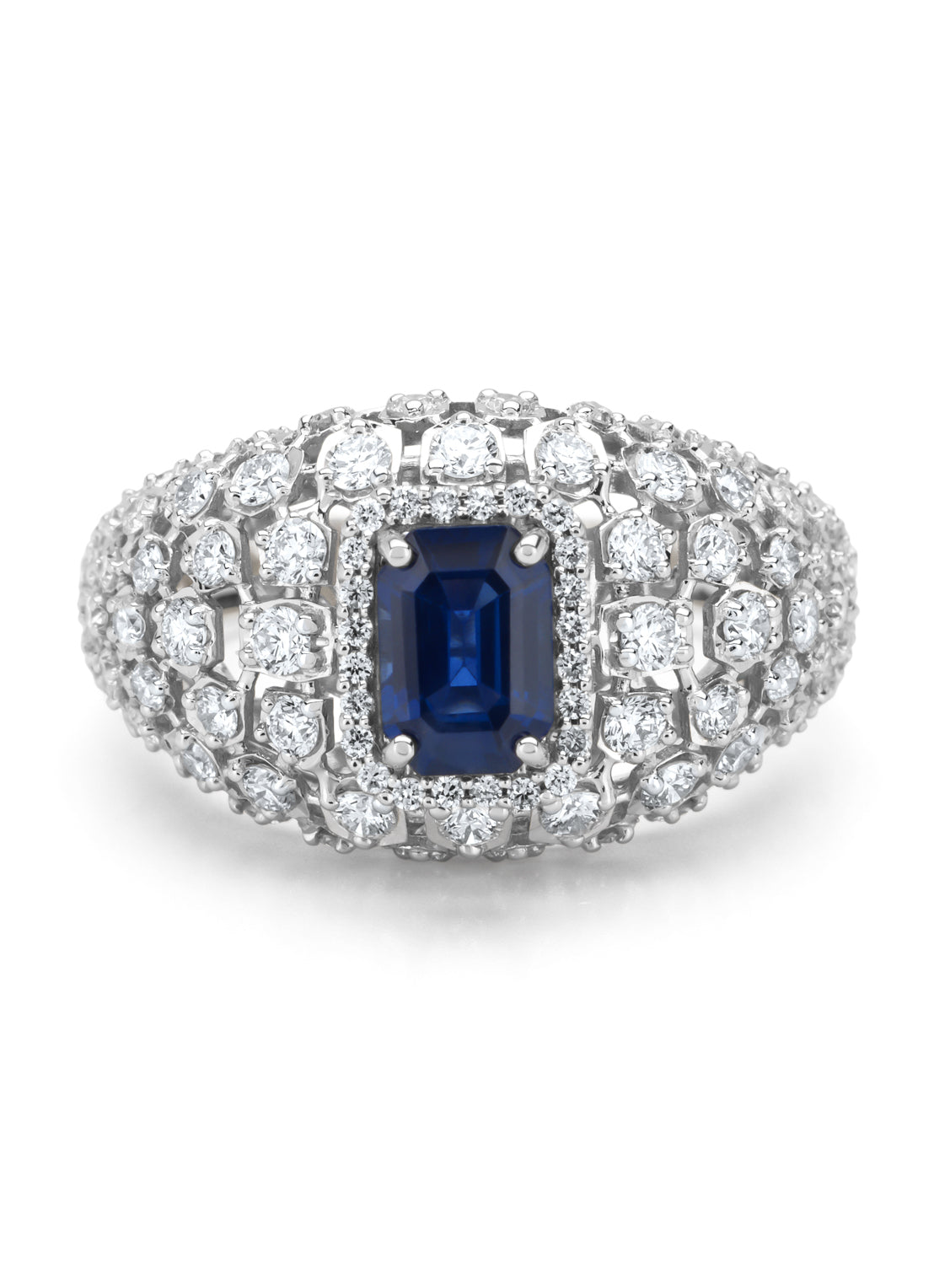 Witgouden ring, 0.90 ct blauwe saffier, Gallery
