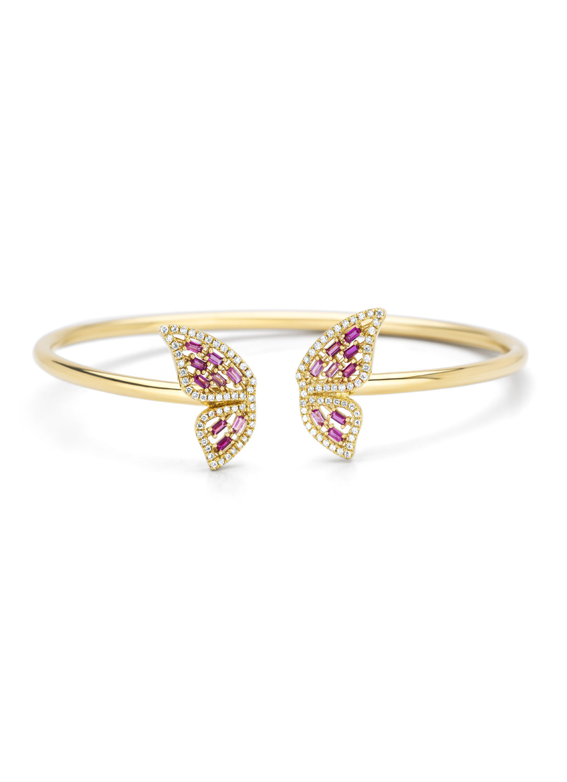 Yellow gold bracelet, 0.36 ct pink sapphire, butterfly kisses