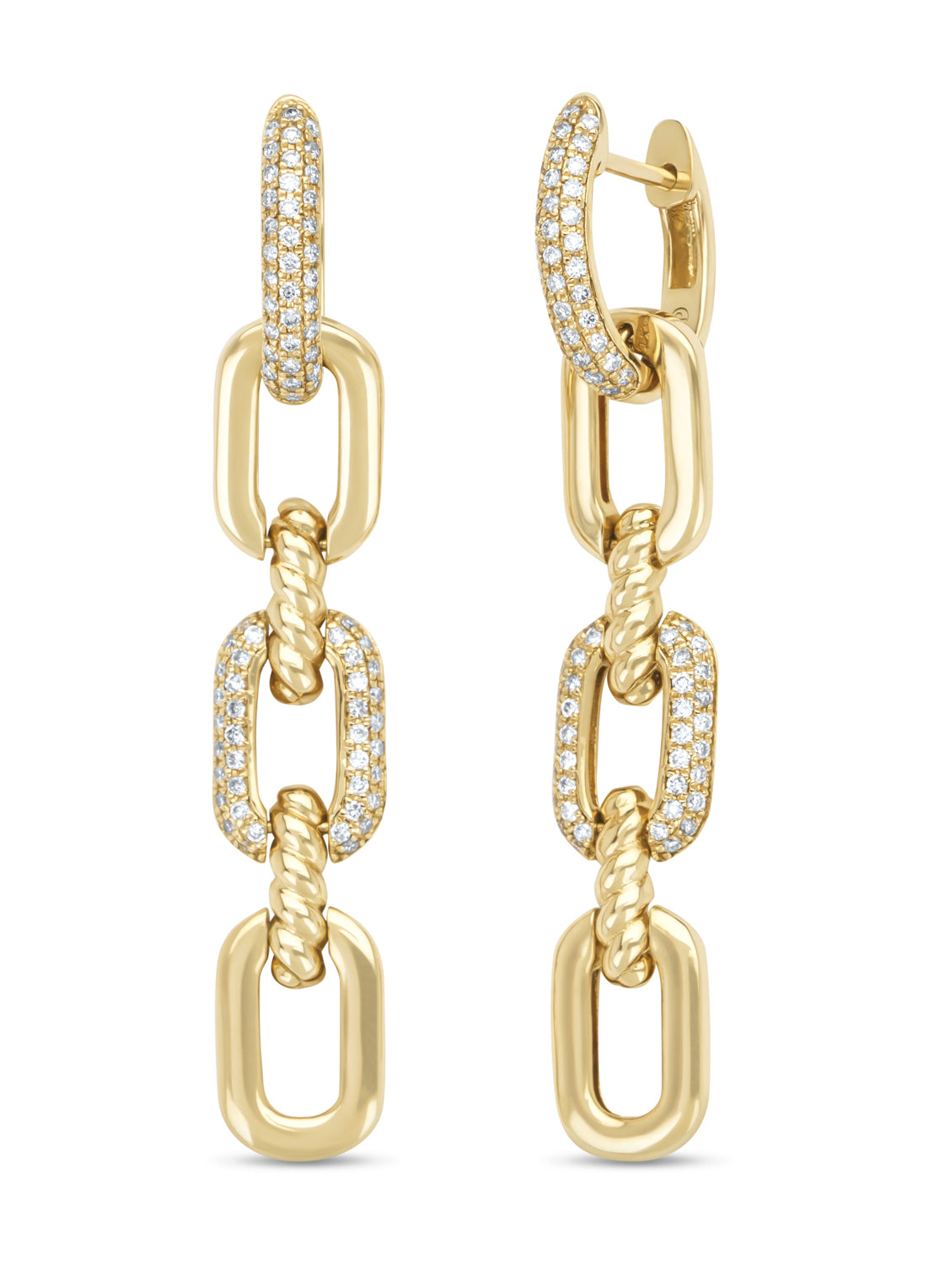 Yellow gold ear jewelry, 0.58 ct diamond, timeless treasures