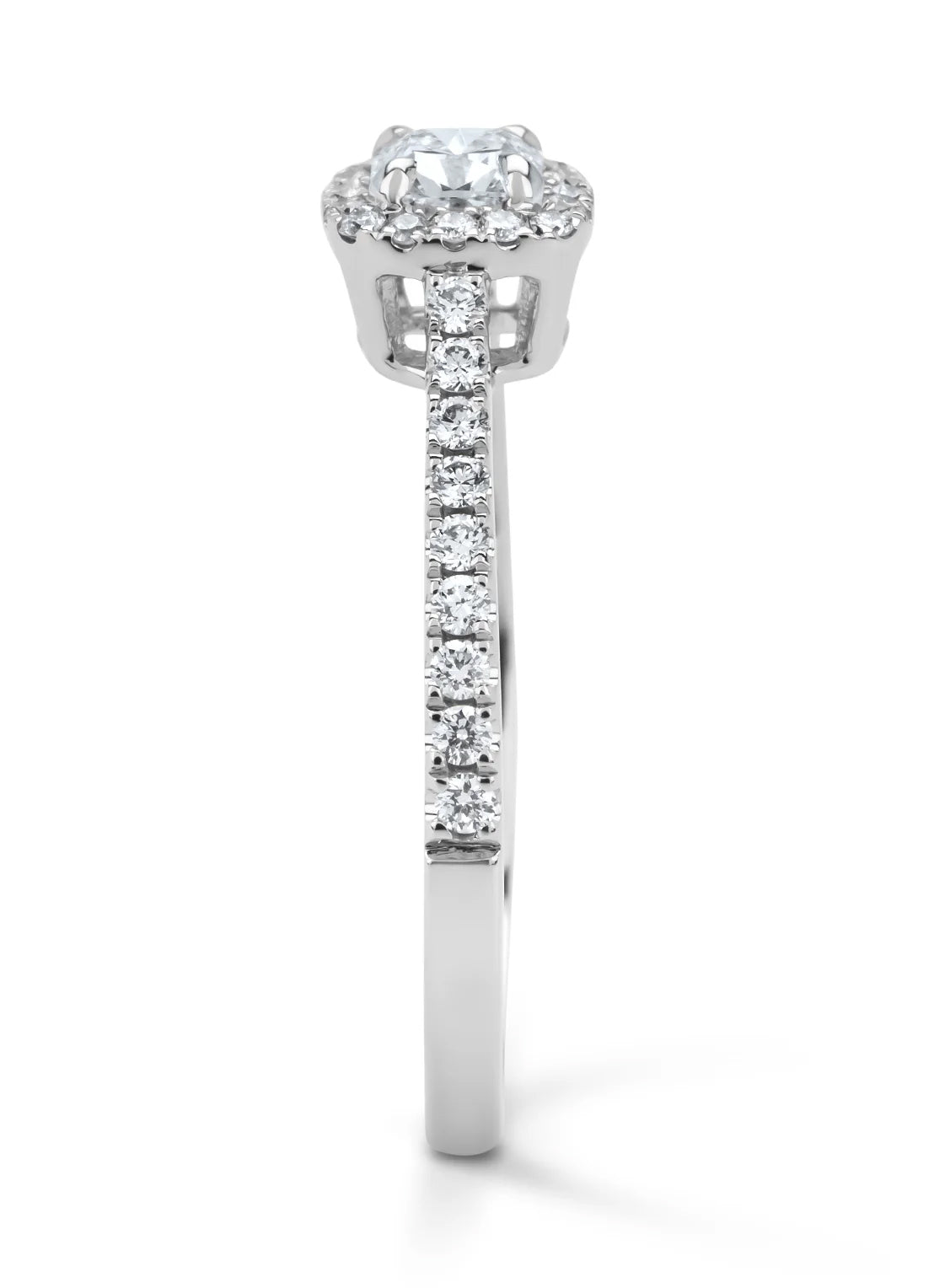 White gold ring, 0.51 CT Diamant, Hearts & Arrows