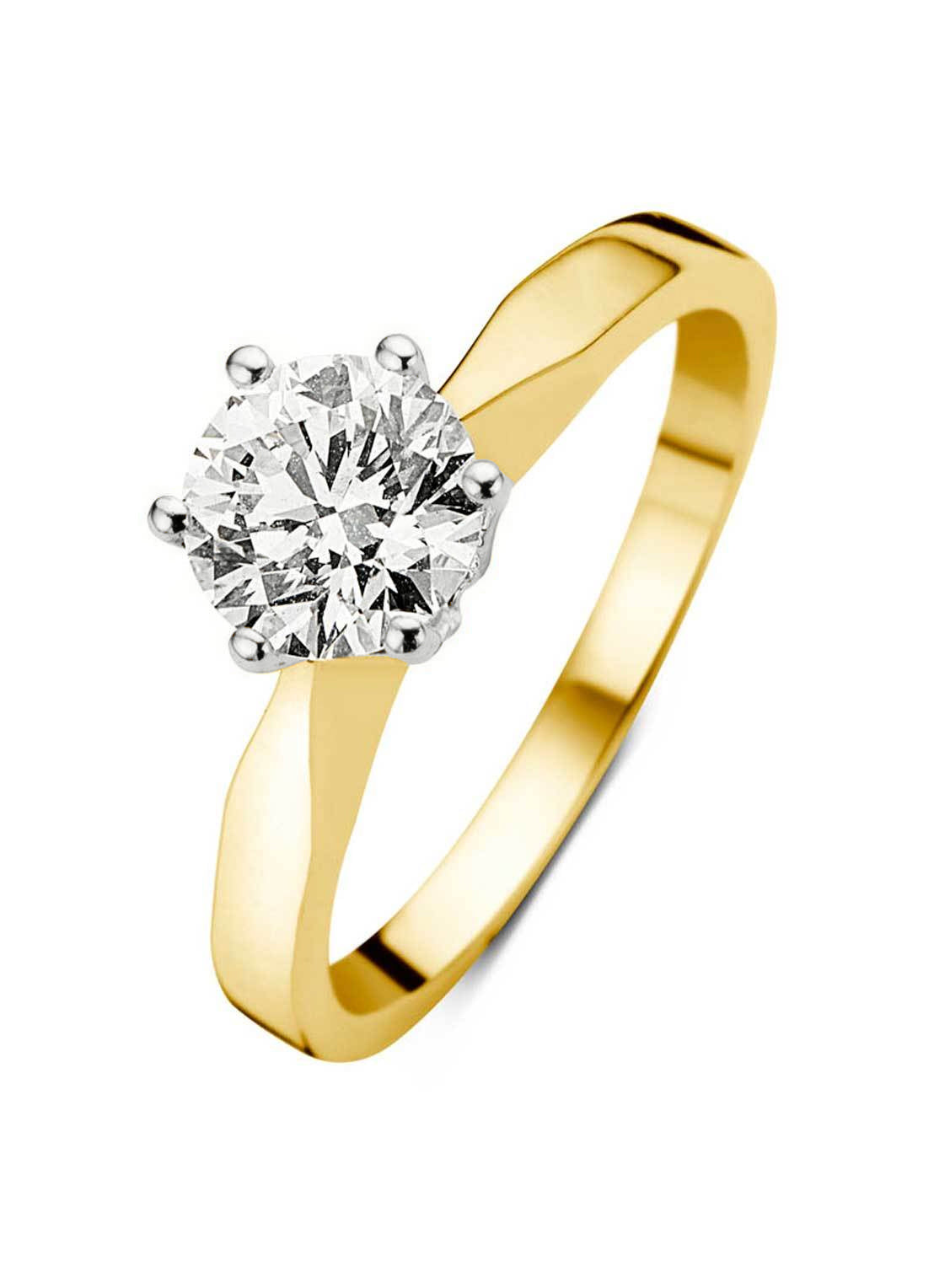 Geelgouden ring, 1.00 ct diamant, Solitair