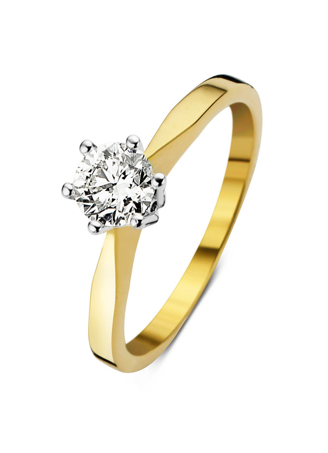 Yellow gold ring, 0.64 ct diamond, solitary