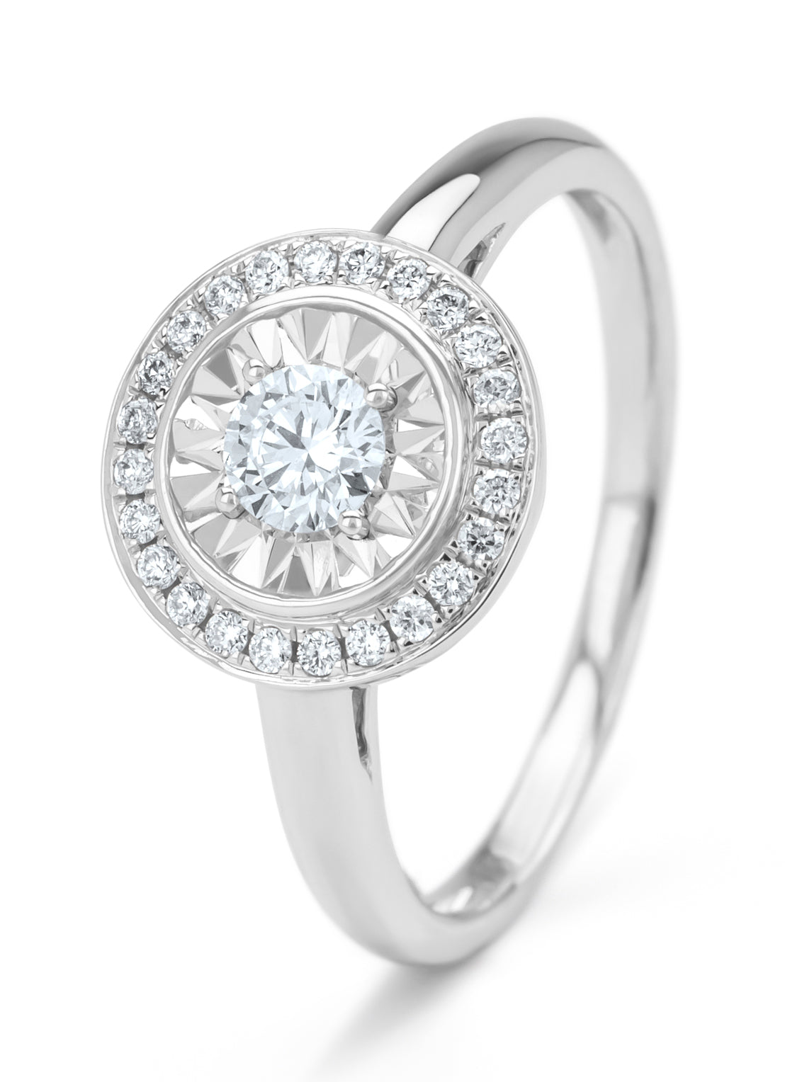 Witgouden ring, 0.30 ct diamant, Solitair