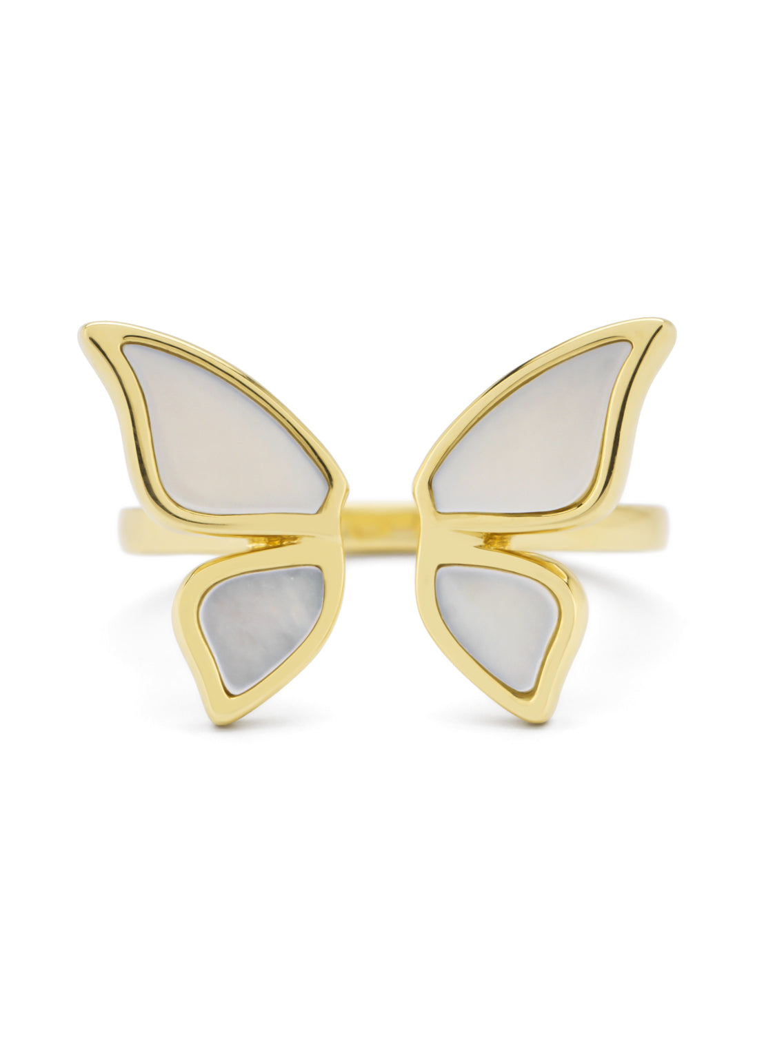Geelgouden vlinder ring Butterfly Kisses