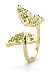 Yellow gold ring, 0.16 ct Tsavoriet, Butterfly Kisses