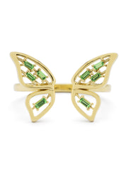 Geelgouden ring, 0.16 ct tsavoriet, Butterfly Kisses