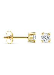 Yellow gold ear jewelry, 0.60 CT Diamond, Hearts & Arrows