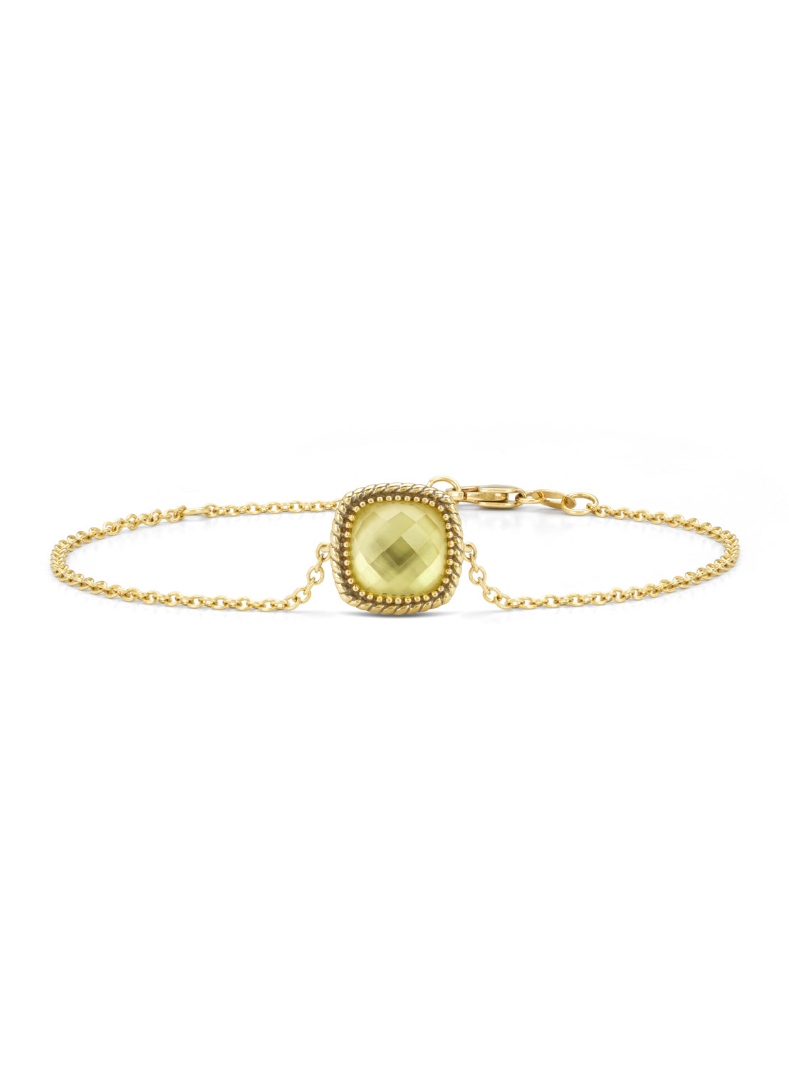 Yellow gold bracelet, 2.62 ct lemon quartz with mother -of -pearl, velvet