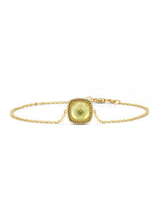 Yellow gold bracelet, 2.62 ct lemon quartz with pare, velvet