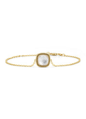 Yellow gold bracelet, 2.64 ct rock crystal with pare, velvet