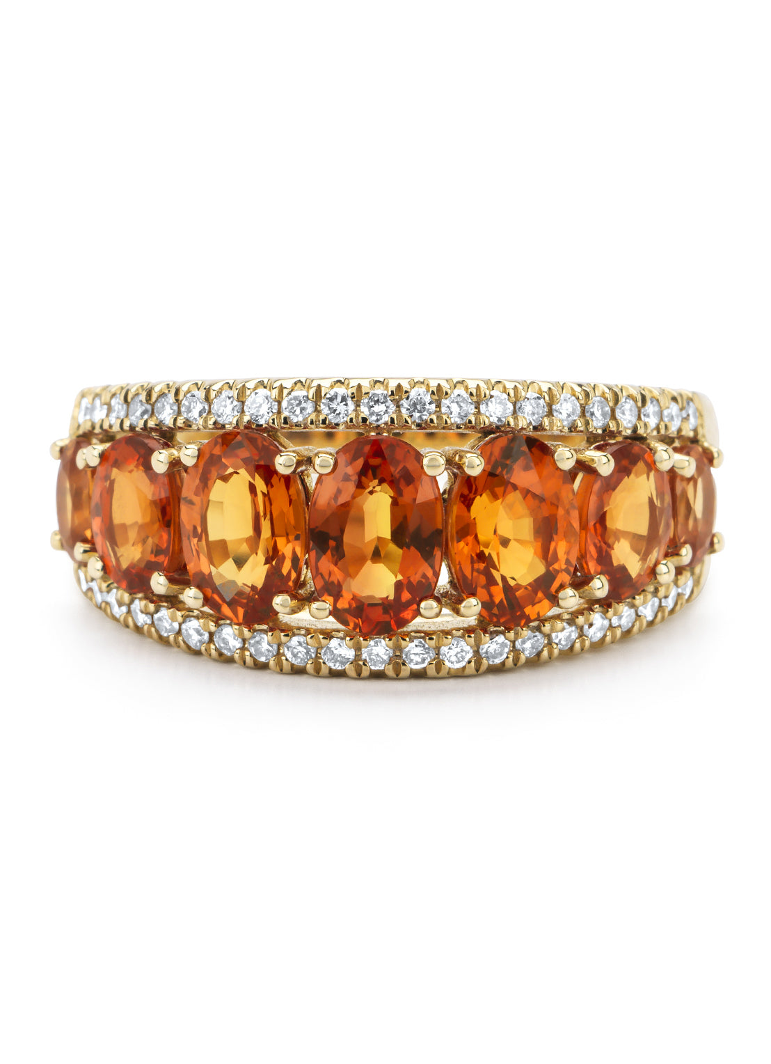 Yellow gold ring, 3.55 ct orange sapphire (edited), Eden