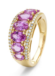 Yellow gold ring, 3.00 ct pink sapphire, Eden
