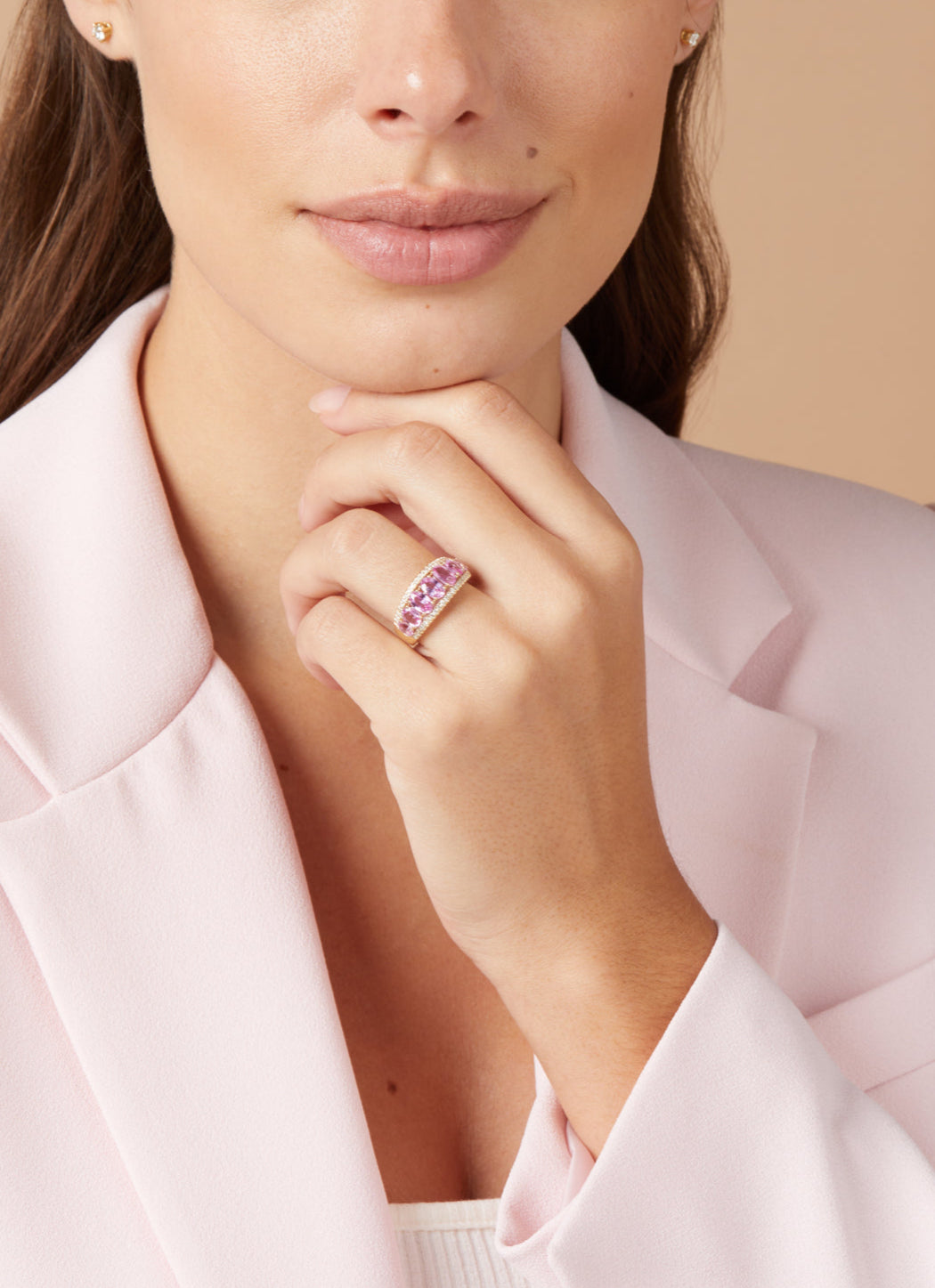 Geelgouden ring, 3.00 ct roze saffier, Eden