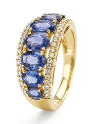 Yellow gold ring, 3.05 ct blue sapphire, Eden