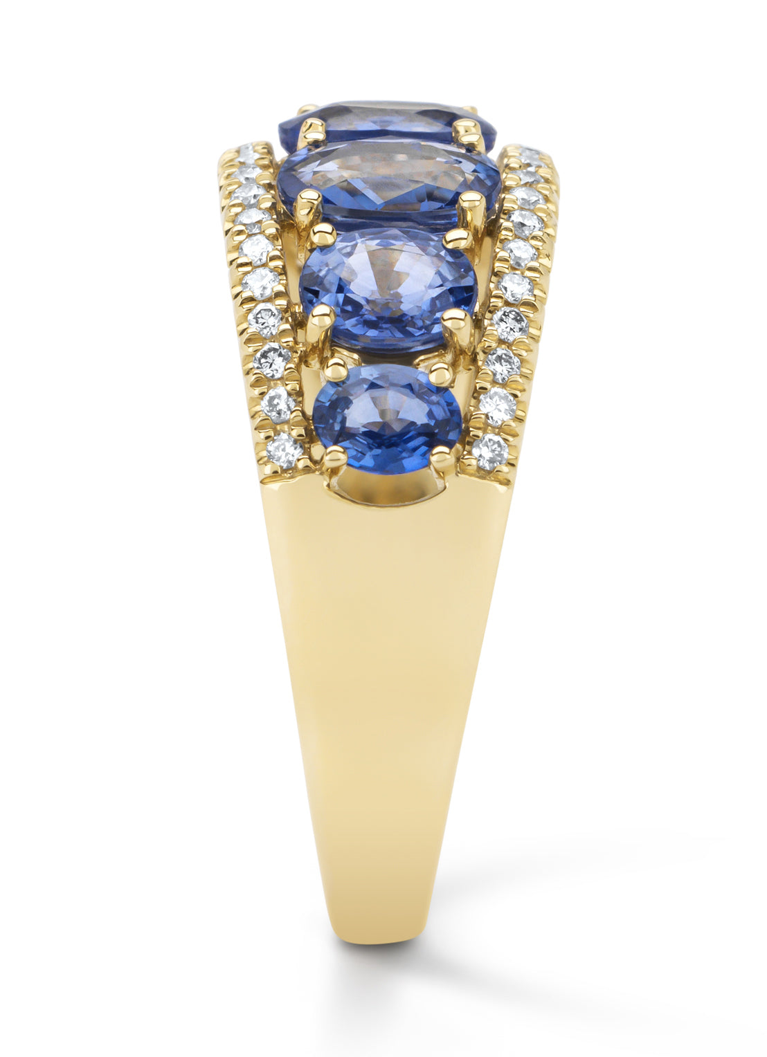 Geelgouden ring, 3.05 ct blauwe saffier, Eden