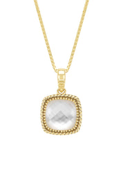 Yellow gold pendant, 3.75 ct rock crystal with pare, velvet