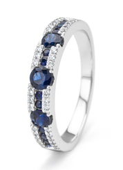 Witgouden ring, 0.69 ct blauwe saffier, Majestic