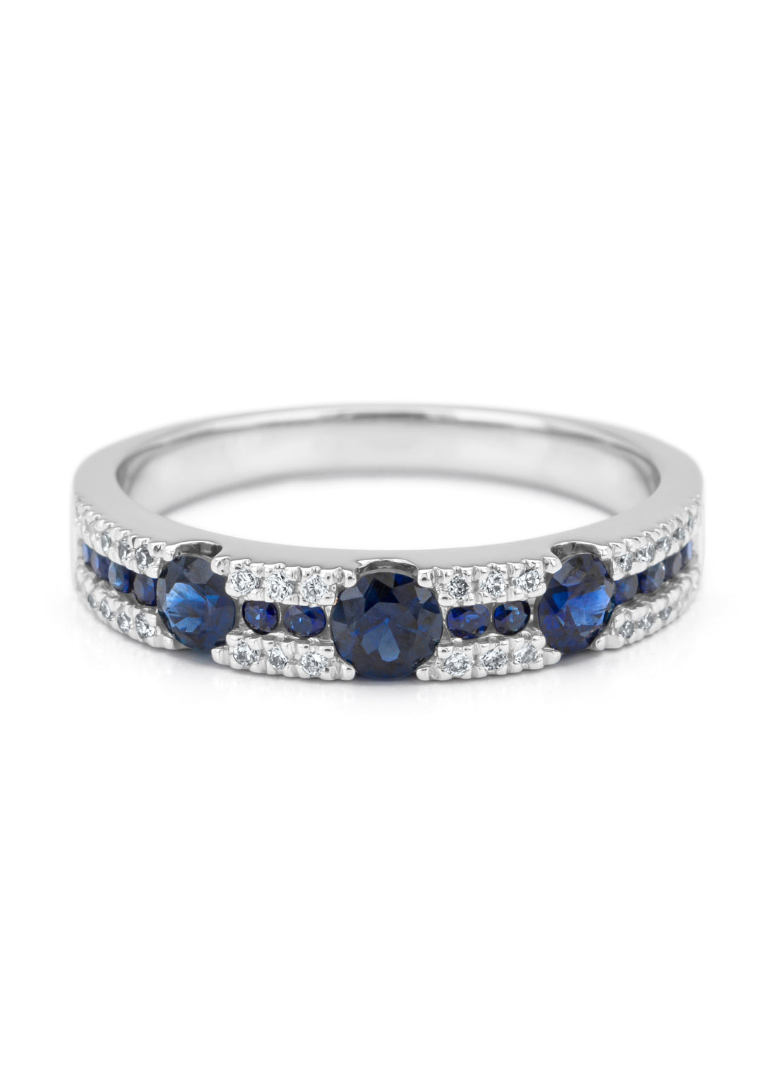 Witgouden ring, 0.69 ct blauwe saffier, Majestic