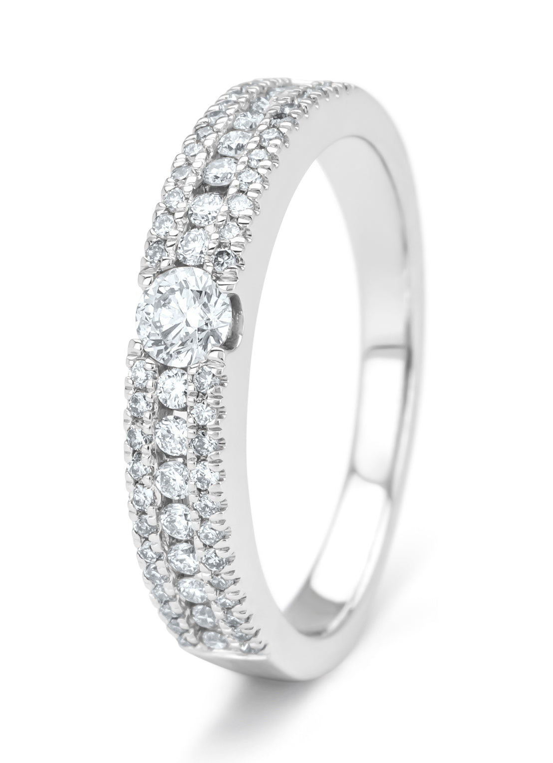 Witgouden ring, 0.49 ct diamant, Majestic