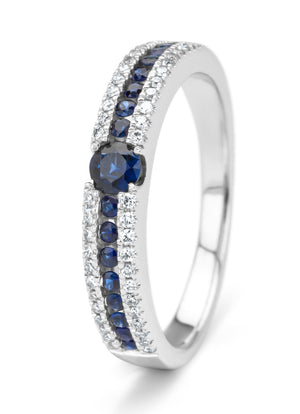 Witgouden ring, 0.44 ct blauwe saffier, Majestic