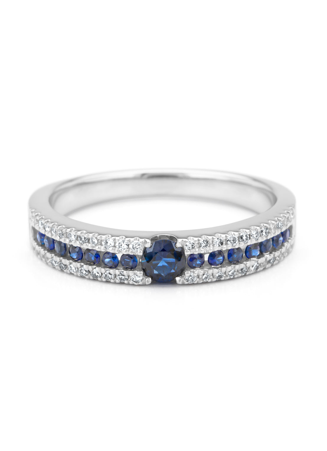 Witgouden ring, 0.44 ct blauwe saffier, Majestic