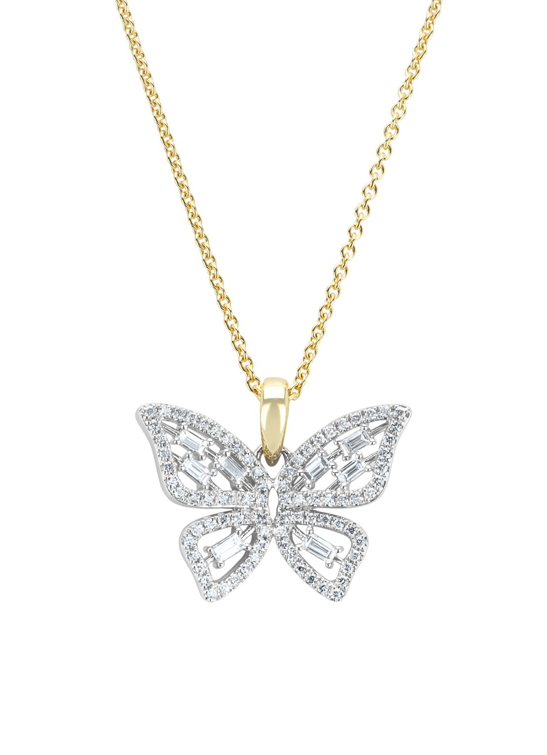 Gouden vlinder hanger met 0.39 ct diamant uit de Butterfly sieraden collectie