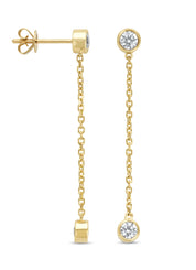 Yellow gold ear jewelry, 0.70 ct diamond, Hearts & Arrows