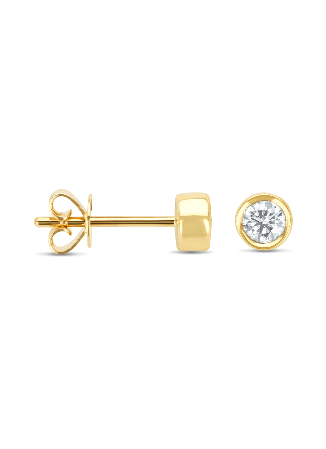 Yellow gold ear jewelry, 0.40 CT Diamond, Hearts & Arrows