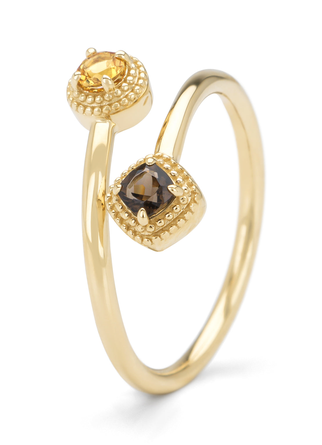 Yellow gold ring, 0.12 ct smoke quartz, La Dolce Vita