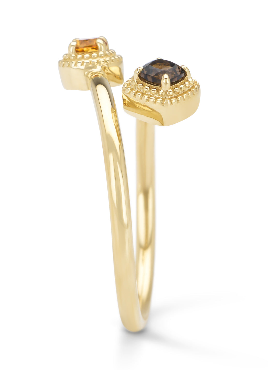 Yellow gold ring, 0.12 ct smoke quartz, La Dolce Vita