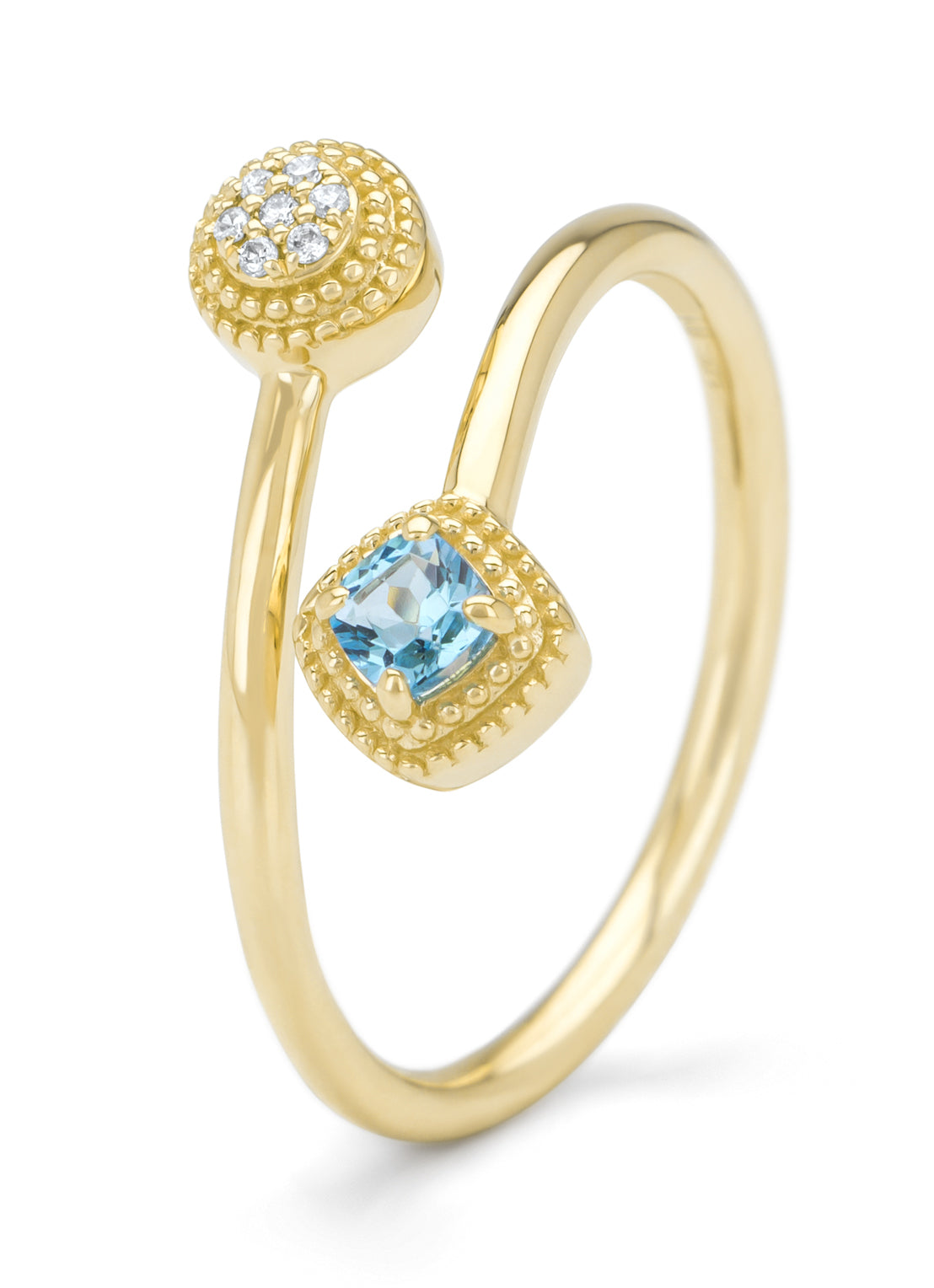 Yellow gold ring, 0.15 ct topaz, la dolce vita