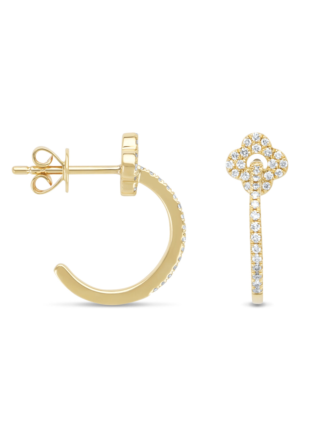 Yellow gold ear jewelry, 0.22 ct diamond, ensemble