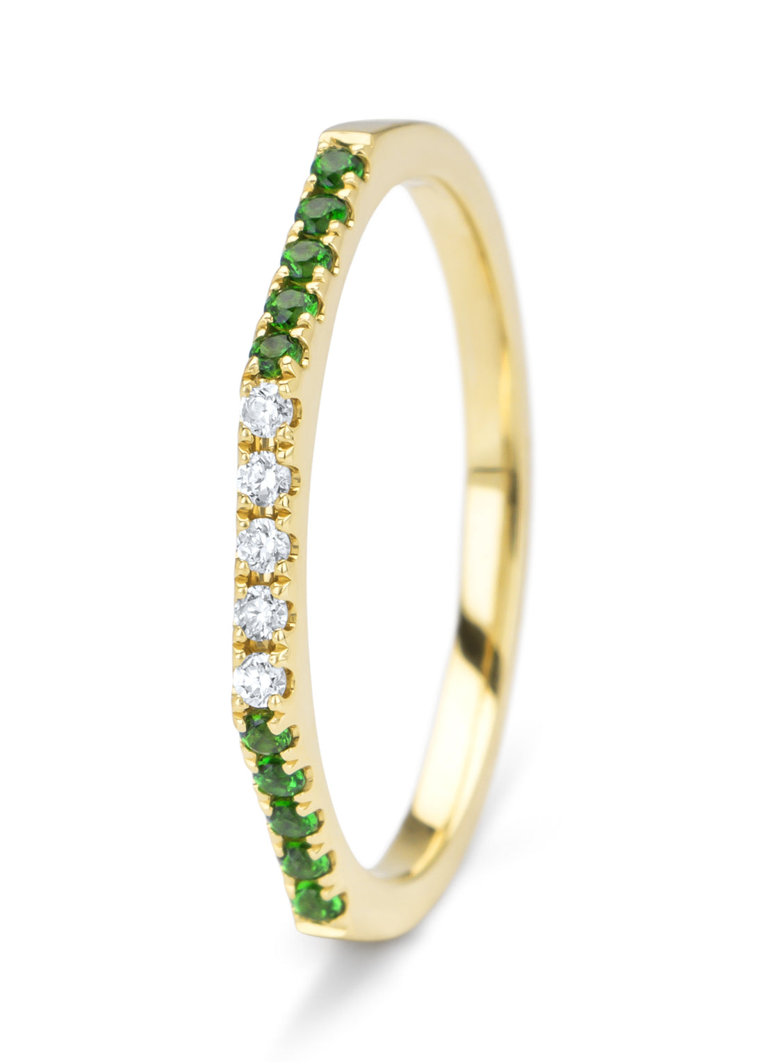 Yellow gold ring, 0.12 ct tsavorite, Ensemble