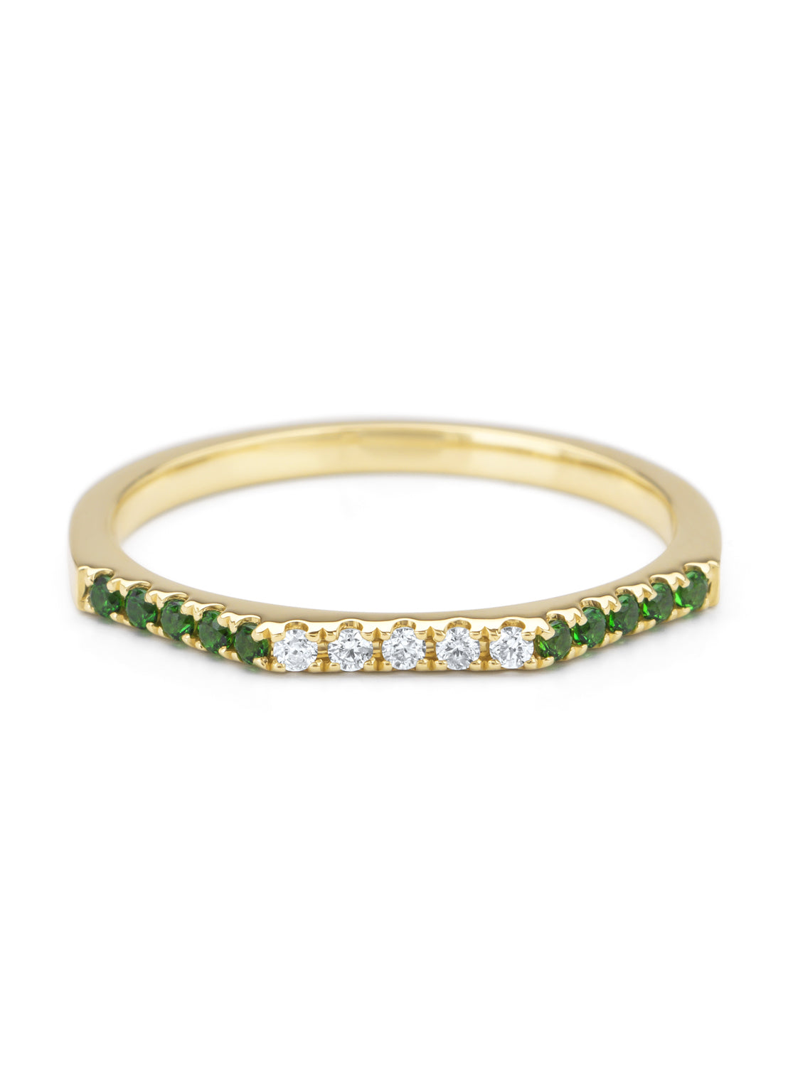 Yellow gold ring, 0.12 ct tsavorite, Ensemble
