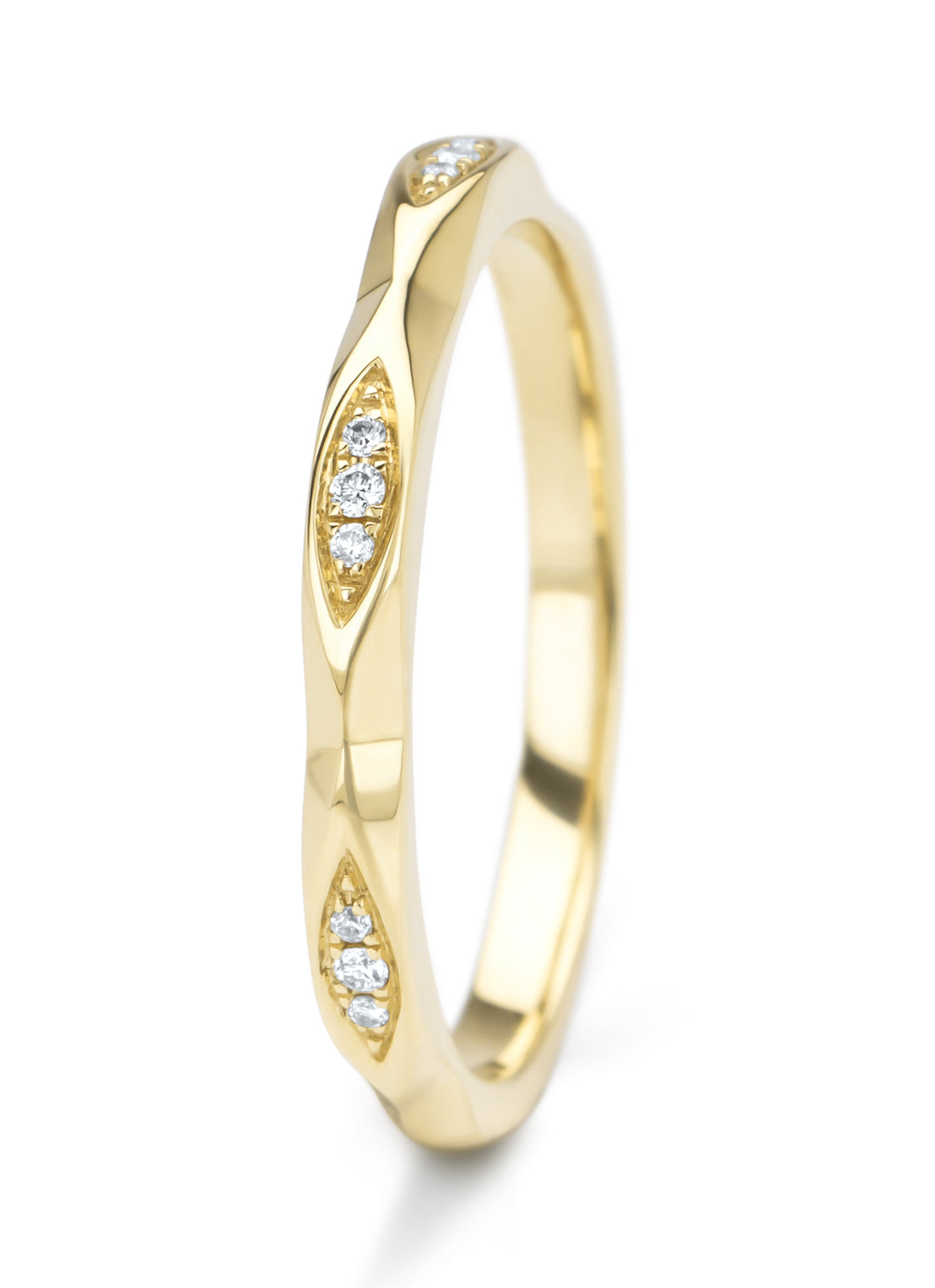 Yellow gold ring, 0.03 ct diamond, Ensemble