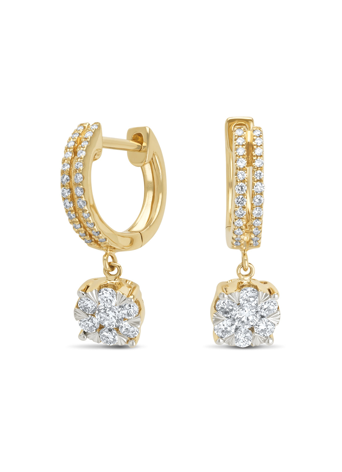Gold earrings, 0.59 ct diamond, Enchanted