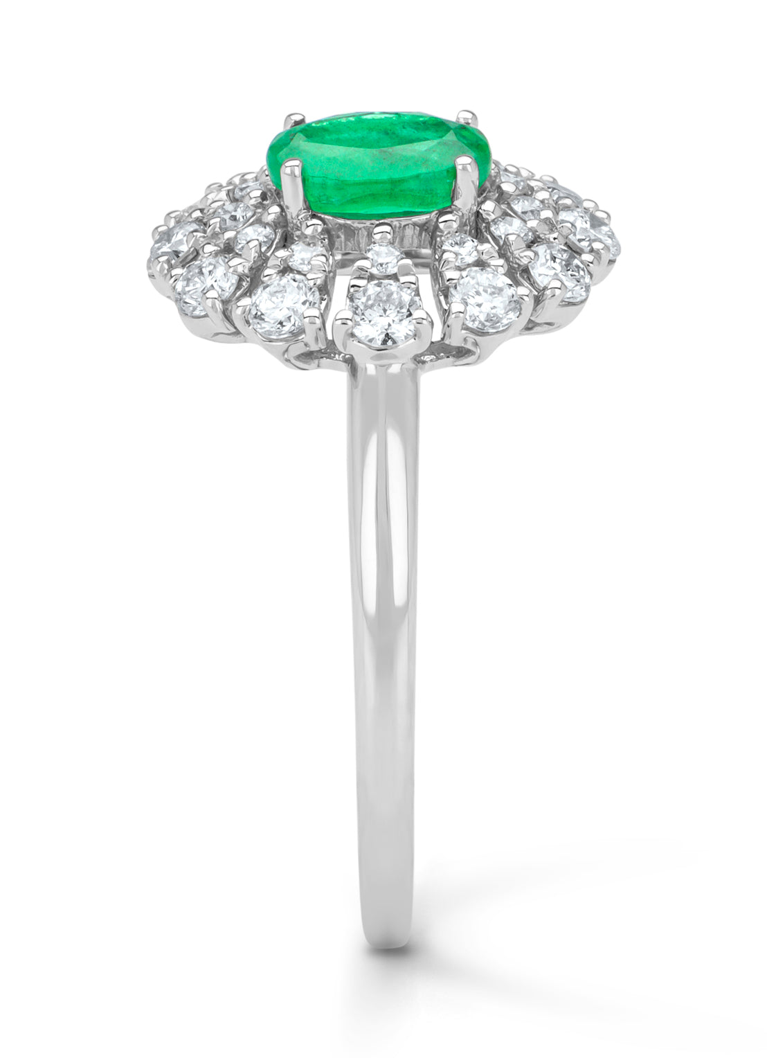 White gold ring, 0.48 CT Smaragd, Majestic