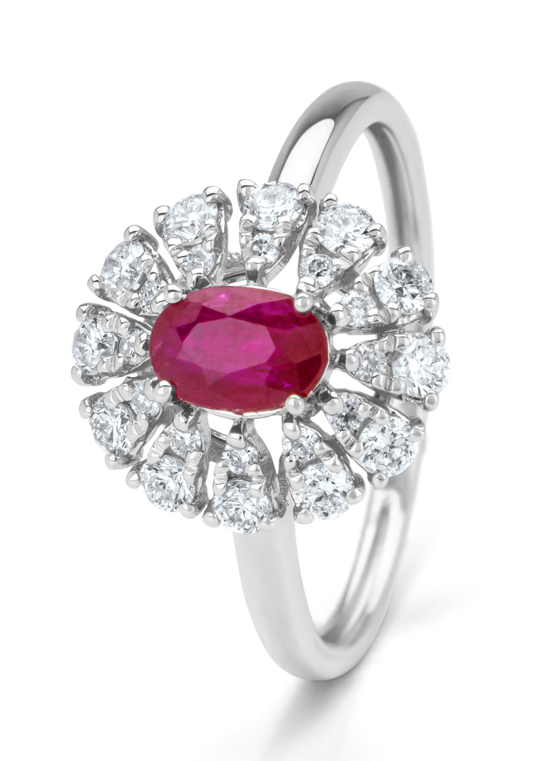 Witgouden ring, 0.63 ct robijn, Majestic