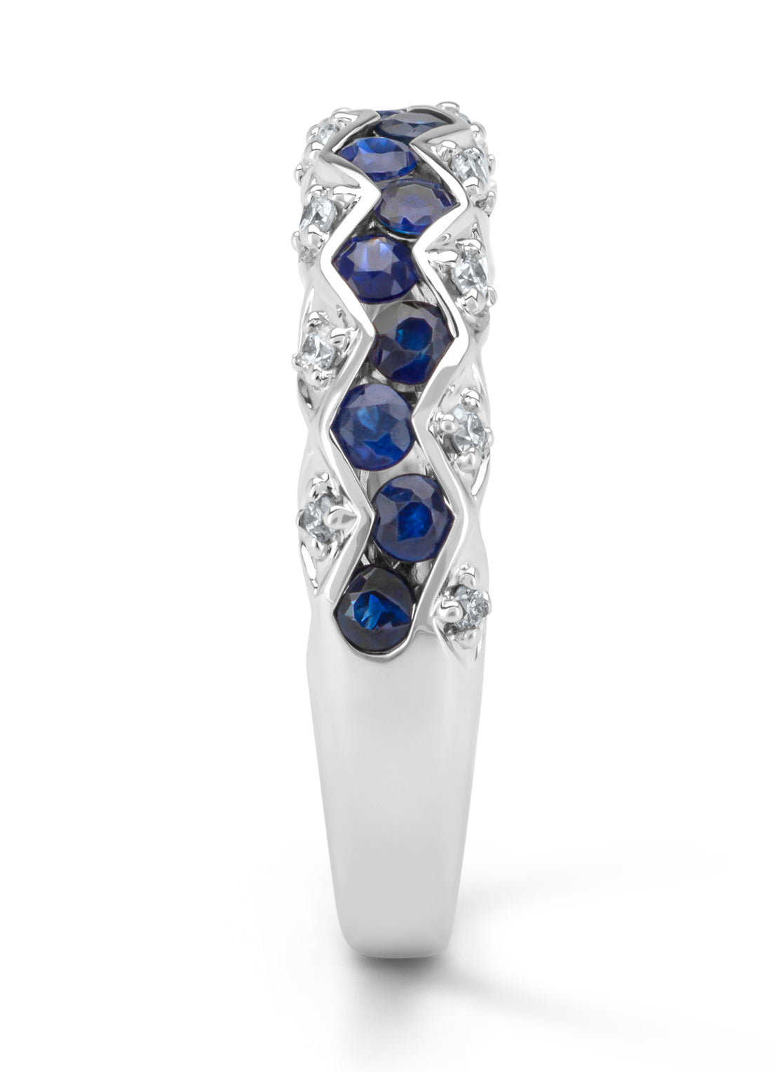 Witgouden ring, 0.79 ct blauwe saffier, Majestic